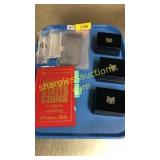 Coin/bill sleeves, US Coin guide book, coin cases