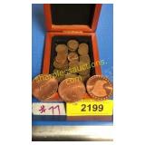 Collection of pennies, copper medallions(3)