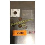 Collection of pennies, dime, buffalo nickel,