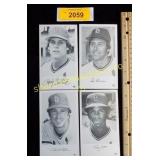 Four Stadium baseball player cards photographs