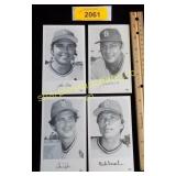 Four Stadium baseball player cards photographs