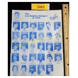 1978 Los Angeles Dodgers Baseball Home Schedule