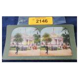 Antique stereo view card Indiana State Building