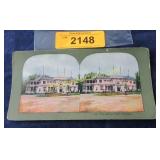 Antique stereo view card Kansas State Building
