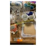Glass picture frame, cups & glasses, bowls