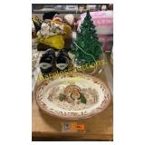 Decorative serving plate, Christmas tree light &