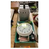 Silverware set, clock, Waring pro deep fryer