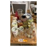 Vintage bottles, vases, mug set