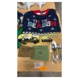 Miller lite sweater, Schwan trucks, silverware
