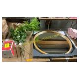 Fake foliage, circle mirror