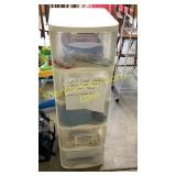 Organizer w/needles, thread, craft items, misc