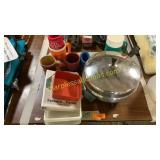 Electric skillet, mugs, misc