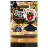 Salad plates, canisters, kids aprons, baskets