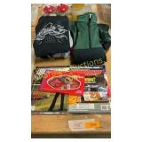 Magazines, nascar clothing, candy