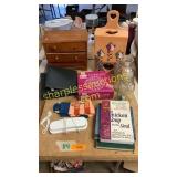 Wooden boxes, books, photo albums, misc