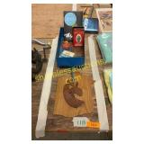 Hawkeye sign, blue metal wagon, Prince Albert tins