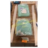 Knitted baby blanket, 2 outfits w/booties