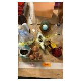 Assorted planters, glassware