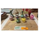 10 miniature pottery vases