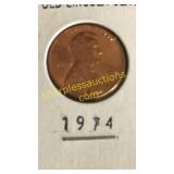 Brilliant uncirculated old Lincoln cent 1974