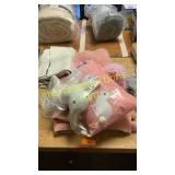 Curtain, baby clothes, pillows, rug