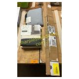 Blackout curtains, bath rug, curtain rod