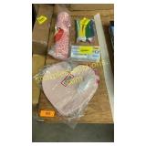 Plates, table runner, toothpaste, plastic