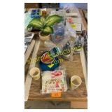 Asst soaps, cups, plates, misc household