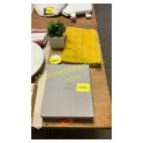 faux flowers, pillowcase, our story photo book