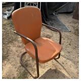 Mid Century Orange Metal Lawn Chair