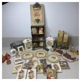 Table Lot- Vintage Perfume Bottles, Wood Display