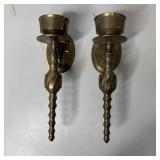 (2) 9 1/2' Vintage Solid Brass Sconce Spiral W
