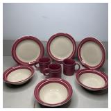 1970's Chromatics Stoneware Pink & White Dishes