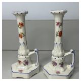(2) 7' Vintage Slovakian Porcelain Candlestick