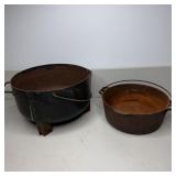 13' Vintage Cast Iron Cauldron & 10' Cast Iron