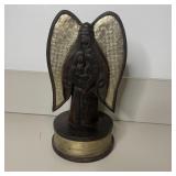 13 1/2' Vintage Carved Wood Angel Nativity: Rustic