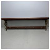 30' Wall-Mounted Wood & Metal Coat Hat Rack with