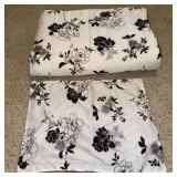 Twin Size Black & White Floral Blanket & 1