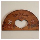 Vintage Hand-Painted Wooden Welcome Sign