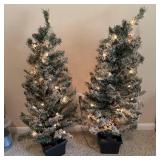 (2) 3.5Ft Flocked Glitter Urn Trees