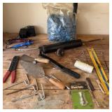 Table Lot- Wheel Bolts, Gardening Tools, Grease