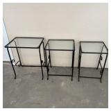 (3) Glass Top Side Tables