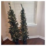 (2) 4.5ft Pre-Lit Potted Trees