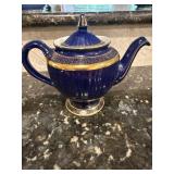 Vintage Hall Cobalt Blue & Gold Porcelain Teapot