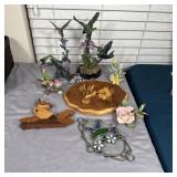 Hummingbird Figurines & Wall Hanging Wood Decor