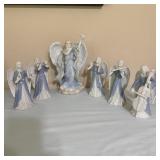 Vintage Blue & White Porcelain Angel Figurines