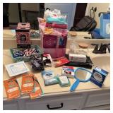 Table Lot- Pads, Perm Rods, Glass Containers, &