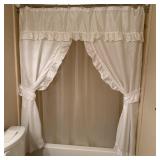 Double Swag Ruffled Fabric Shower Curtain