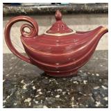 Vintage Hall Aladdin Teapot Maroon w/ Gold Trim