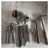 Tool Lot0 Hammers, Pliers, Clamp, Wrenches